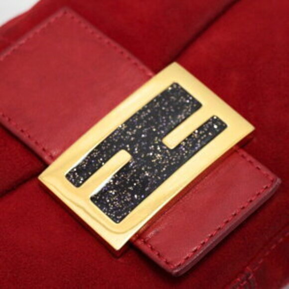 Fendi Mamma Bucket Shoulder Bag Red Suede - Picture 5 of 6